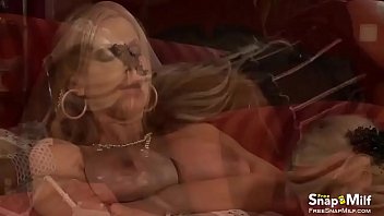 good-sized-titted cougar lesbos share glass faux-cock