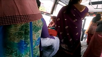 enormous back aunty in bus more.